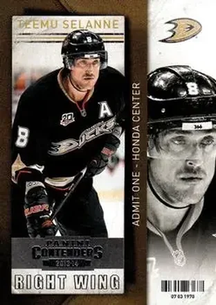 2013-14 Panini Contenders #12 - Teemu Selanne - Anaheim Ducks