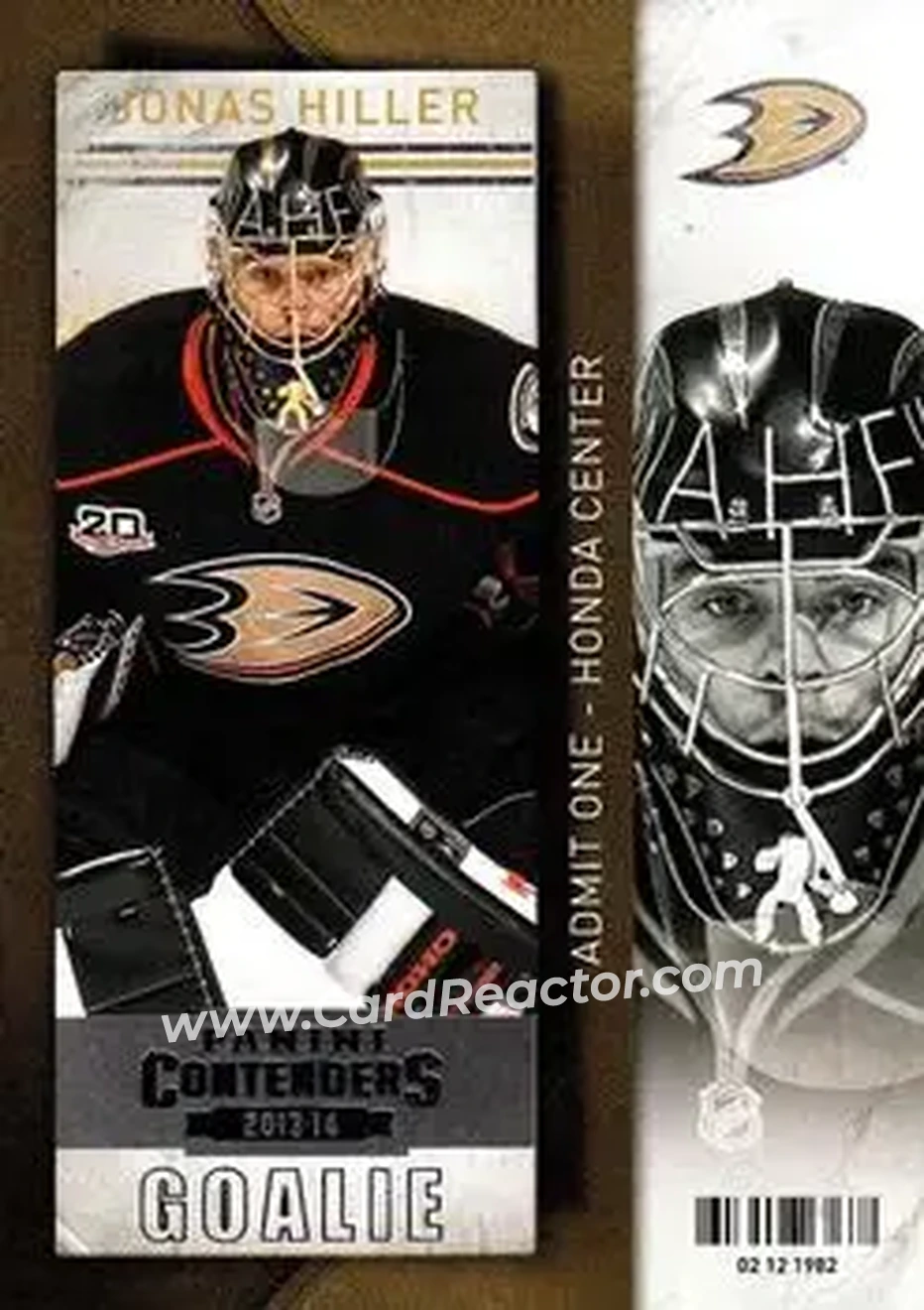 2013-14 Panini Contenders #14 - Jonas Hiller - Anaheim Ducks - Front