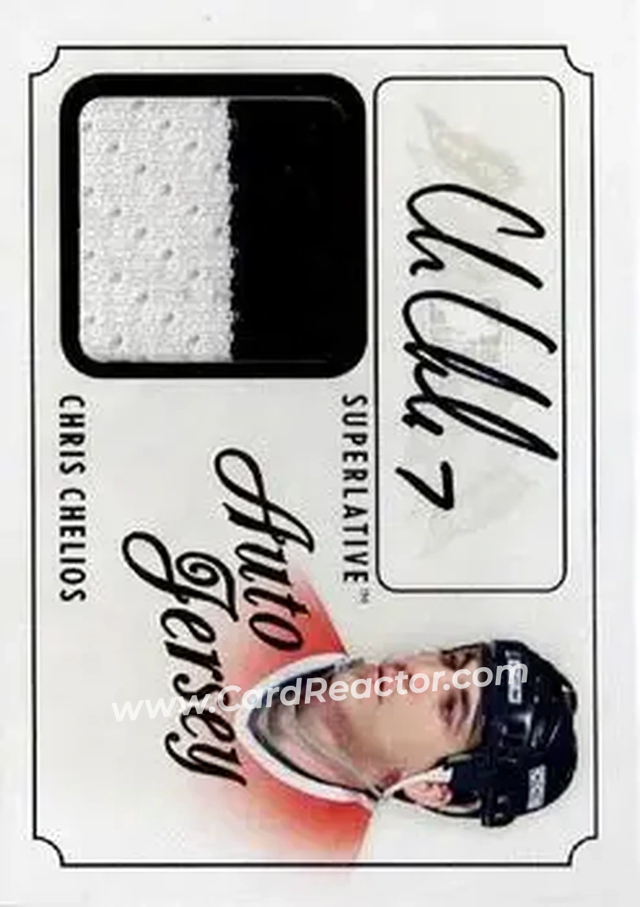 2013-14 In The Game Superlative The First Six - Auto Jersey Gold #AJ-CC1 - Chris Chelios - Chicago Blackhawks - Front 2013-14 In The Game Superlative The First Six - Auto Jersey Gold #AJ-CC1 - Chris Chelios - Chicago Blackhawks - Front