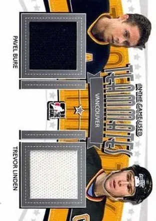 2013-14 In The Game Used - Teammates Jerseys Silver #TM-13 - Pavel Bure - Trevor Linden MEM, PR60 - Vancouver Canucks - Vancouver Canucks