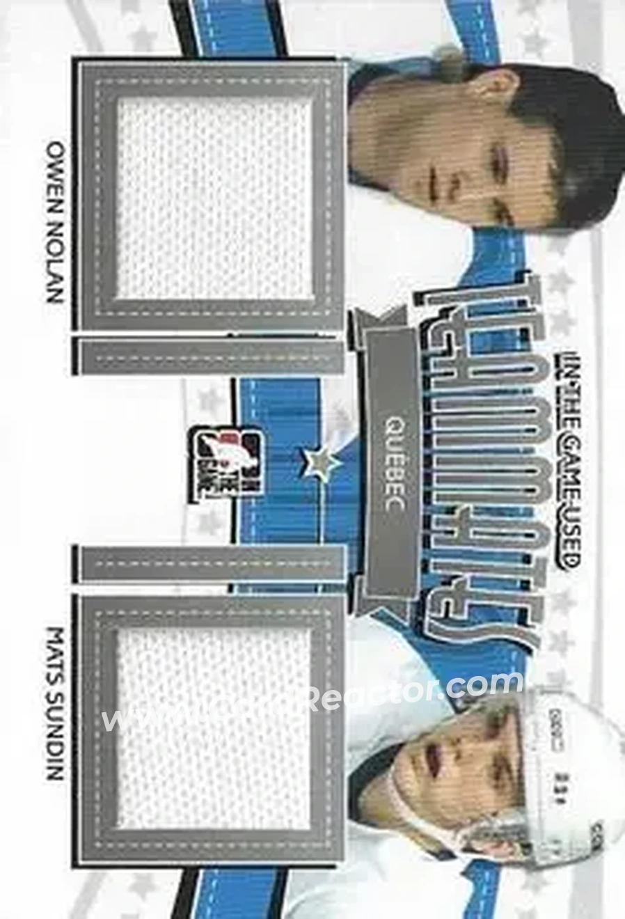 2013-14 In The Game Used - Teammates Jerseys Silver #TM-16 - Owen Nolan - Mats Sundin MEM, PR60 - Quebec Nordiques - Quebec Nordiques - Front