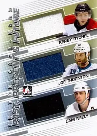 2013-14 In The Game Used #PPF-15 Past Present and Future Silver Version Cam Neely - Joe Thornton - Kerby Rychel MEM, PR60 - Boston Bruins - San Jose Sharks - Windsor Spitfires