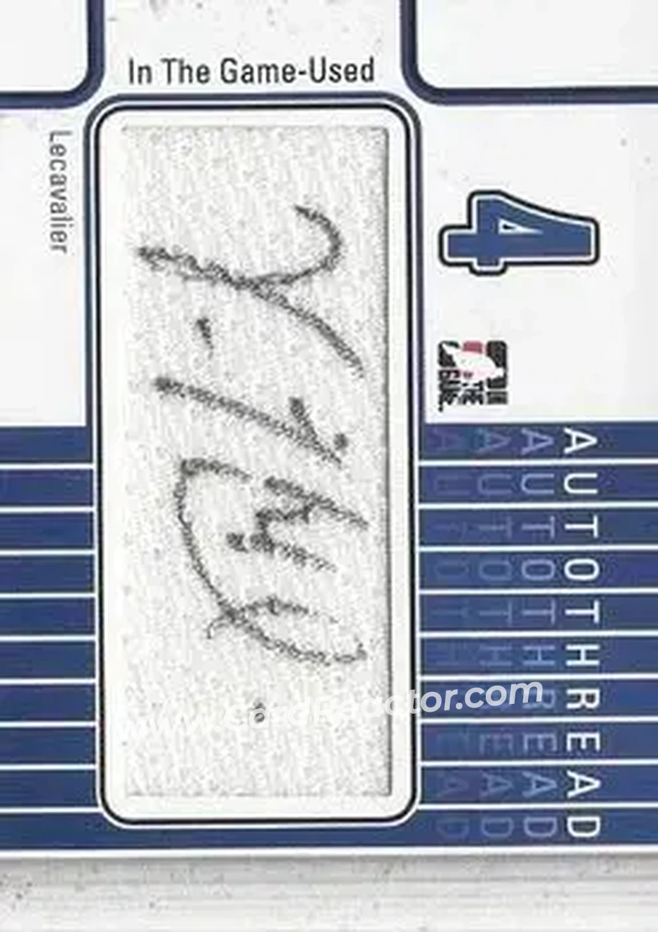 2013-14 In The Game Used - Autothreads #AT-VL - Vincent Lecavalier - Tampa Bay Lightning - Front 2013-14 In The Game Used - Autothreads #AT-VL - Vincent Lecavalier - Tampa Bay Lightning - Front