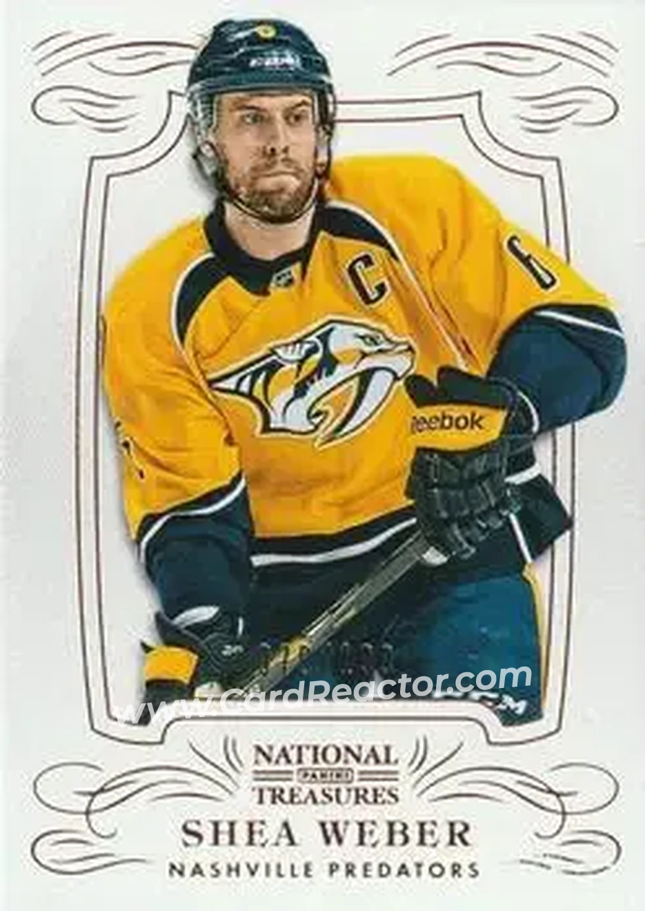 2013-14 Panini National Treasures #6 - Shea Weber - Nashville Predators - Front 2013-14 Panini National Treasures #6 - Shea Weber - Nashville Predators - Front