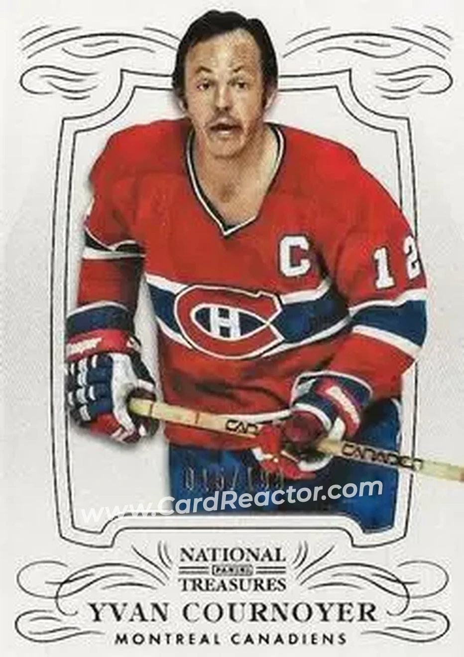 2013-14 Panini National Treasures #12 - Yvan Cournoyer - Montreal Canadiens - Front 2013-14 Panini National Treasures #12 - Yvan Cournoyer - Montreal Canadiens - Front