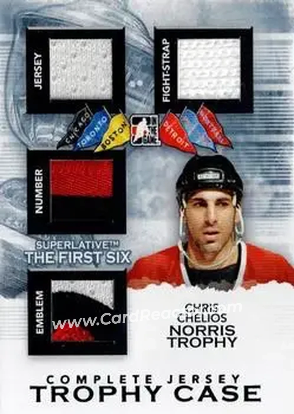 2013-14 In The Game Superlative The First Six - Trophy Case Complete Jerseys #TCCJ-15 - Chris Chelios - Chicago Blackhawks - Front