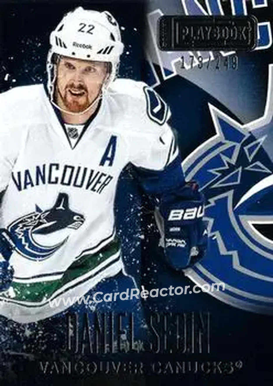 2013-14 Panini Playbook #77 - Daniel Sedin - Vancouver Canucks - Front 2013-14 Panini Playbook #77 - Daniel Sedin - Vancouver Canucks - Front
