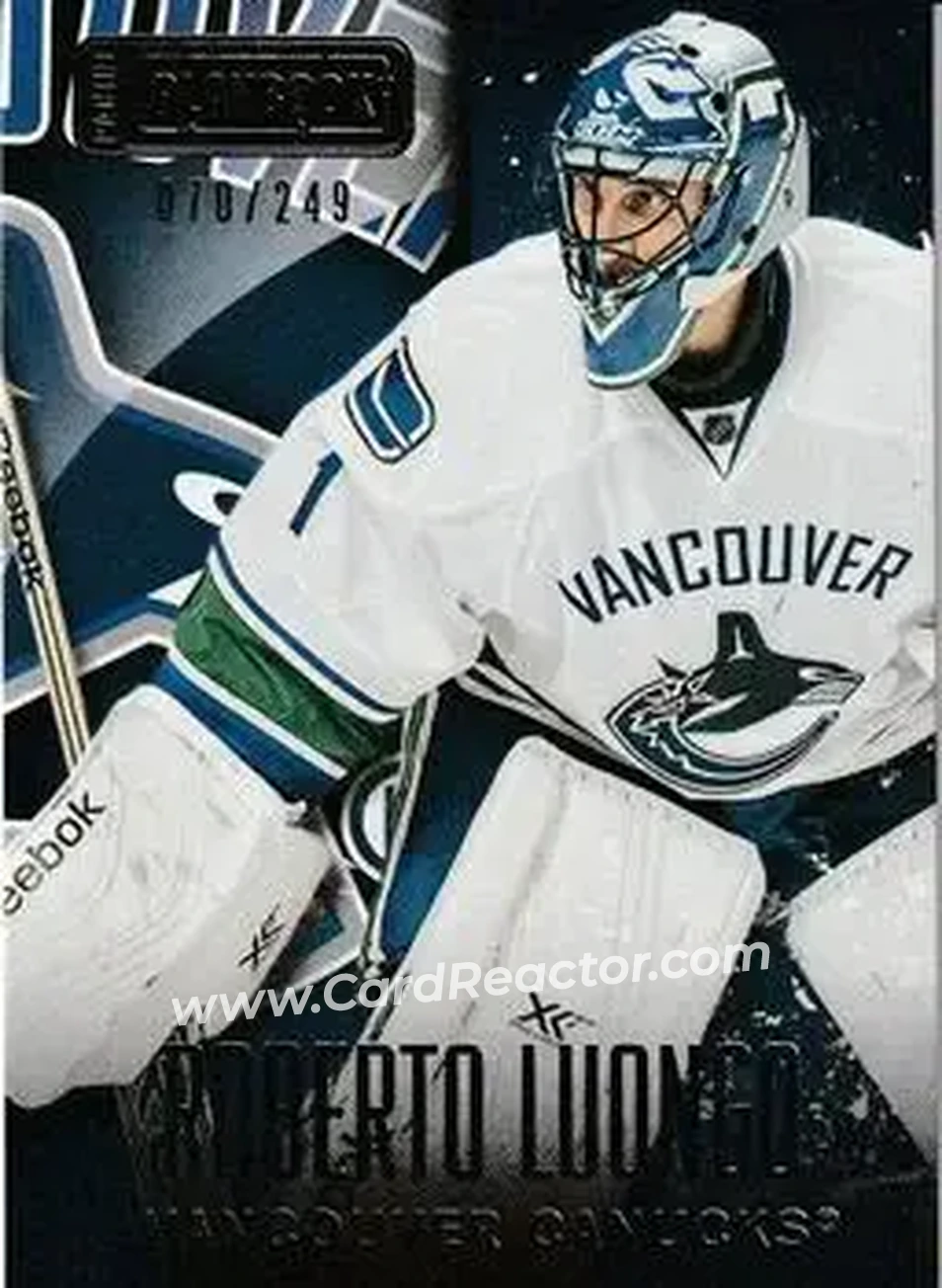 2013-14 Panini Playbook #80 - Roberto Luongo - Vancouver Canucks - Front 2013-14 Panini Playbook #80 - Roberto Luongo - Vancouver Canucks - Front