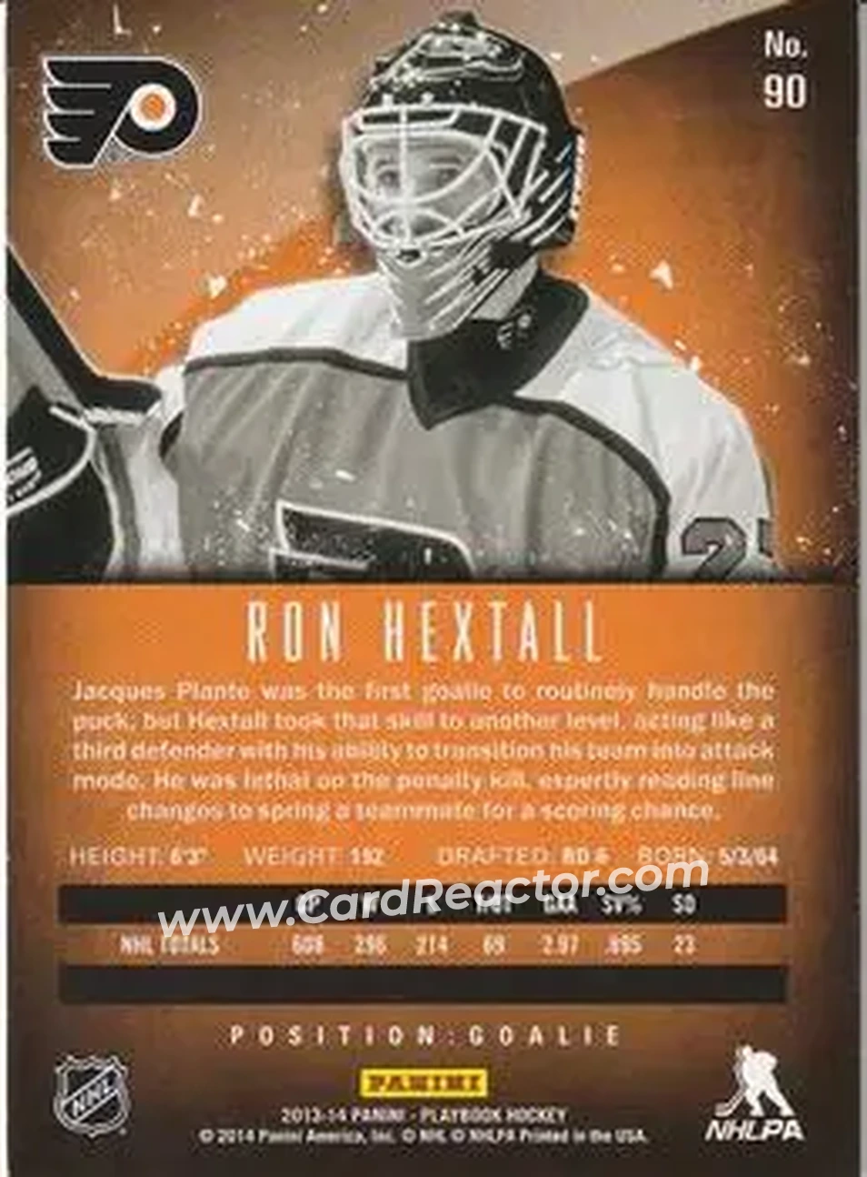 2013-14 Panini Playbook #90 - Ron Hextall - Philadelphia Flyers - Back