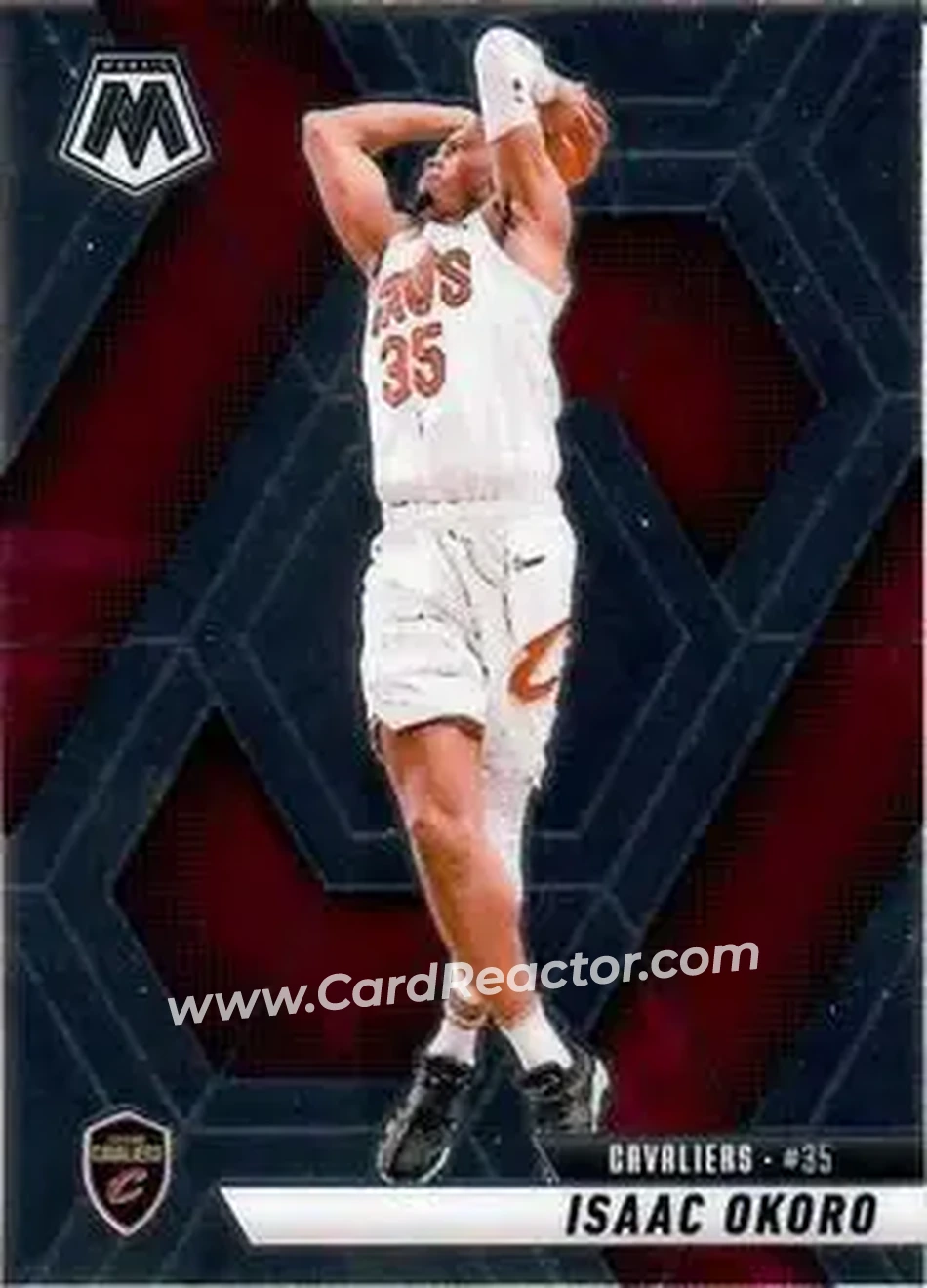 2024-25 Panini Mosaic #12 - Isaac Okoro - Cleveland Cavaliers - Front 2024-25 Panini Mosaic #12 - Isaac Okoro - Cleveland Cavaliers - Front
