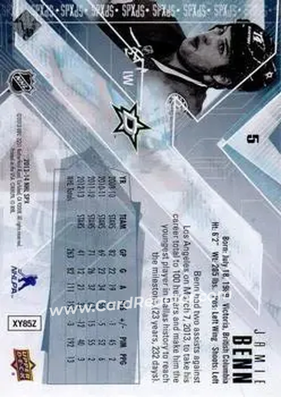 2013-14 SPx #5 - Jamie Benn - Dallas Stars - Back