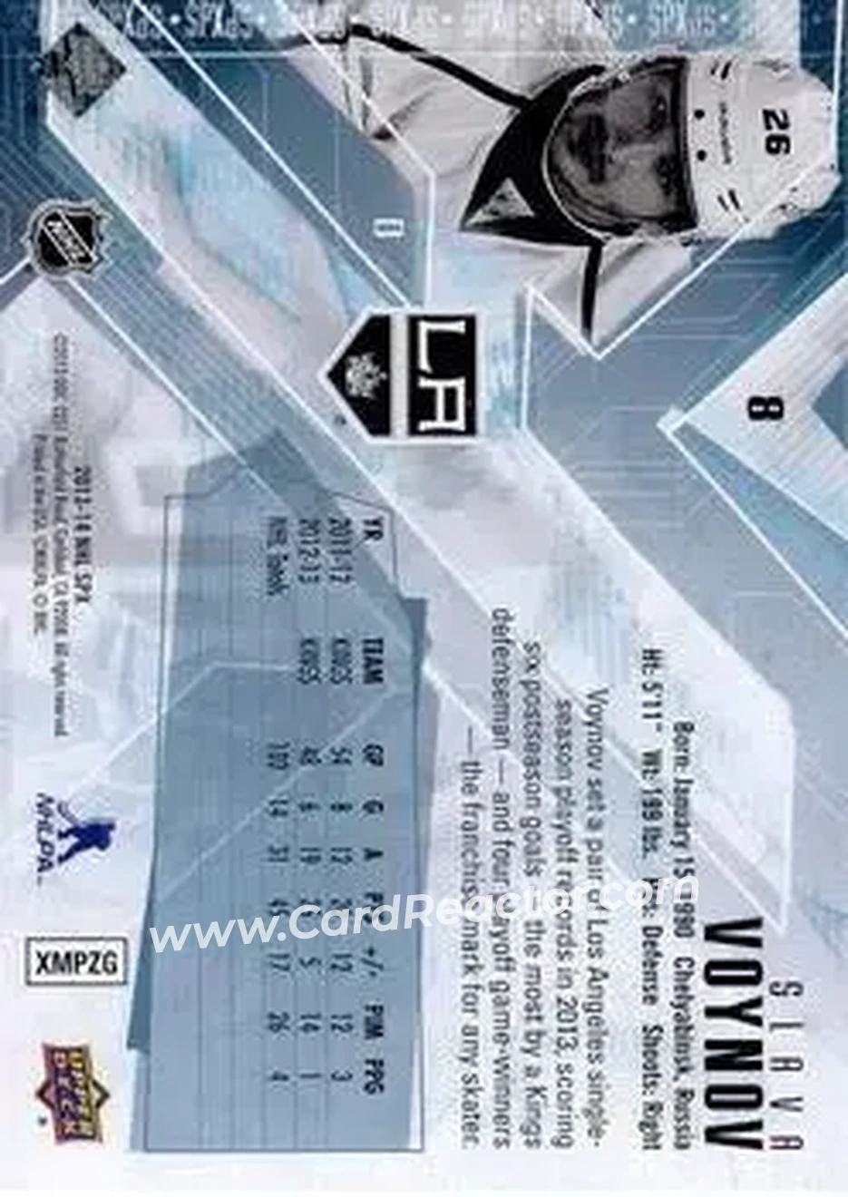 2013-14 SPx #8 - Slava Voynov - Los Angeles Kings - Back