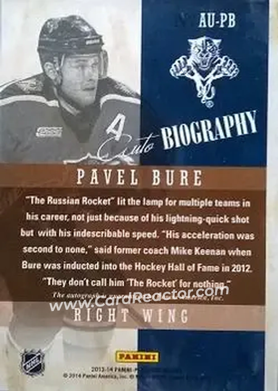 2013-14 Panini Playbook - AUTObiography #AU-PB - Pavel Bure - Florida Panthers - Back