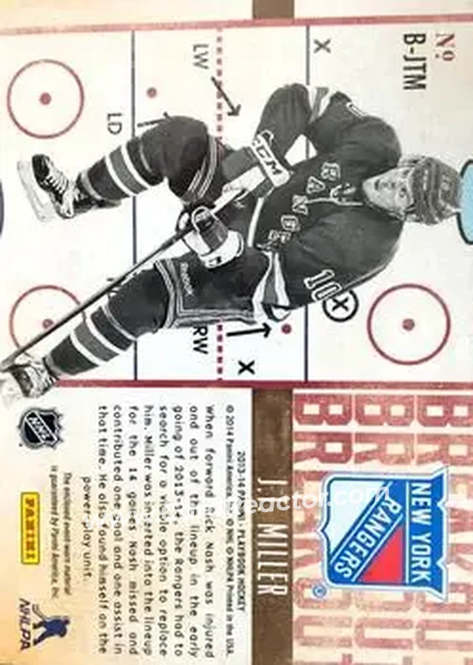 2013-14 Panini Playbook - Breakout #B-JTM - J.T. Miller - New York Rangers - Back