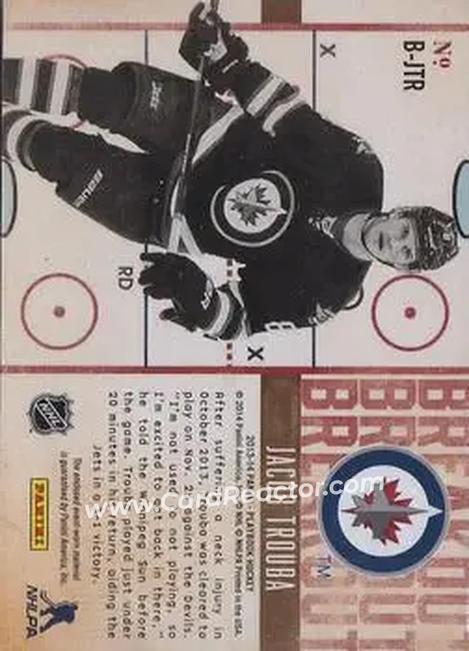 2013-14 Panini Playbook - Breakout #B-JTR - Jacob Trouba - Winnipeg Jets - Back