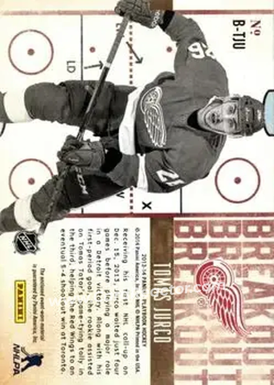 2013-14 Panini Playbook - Breakout #B-TJU - Tomas Jurco - Detroit Red Wings - Back