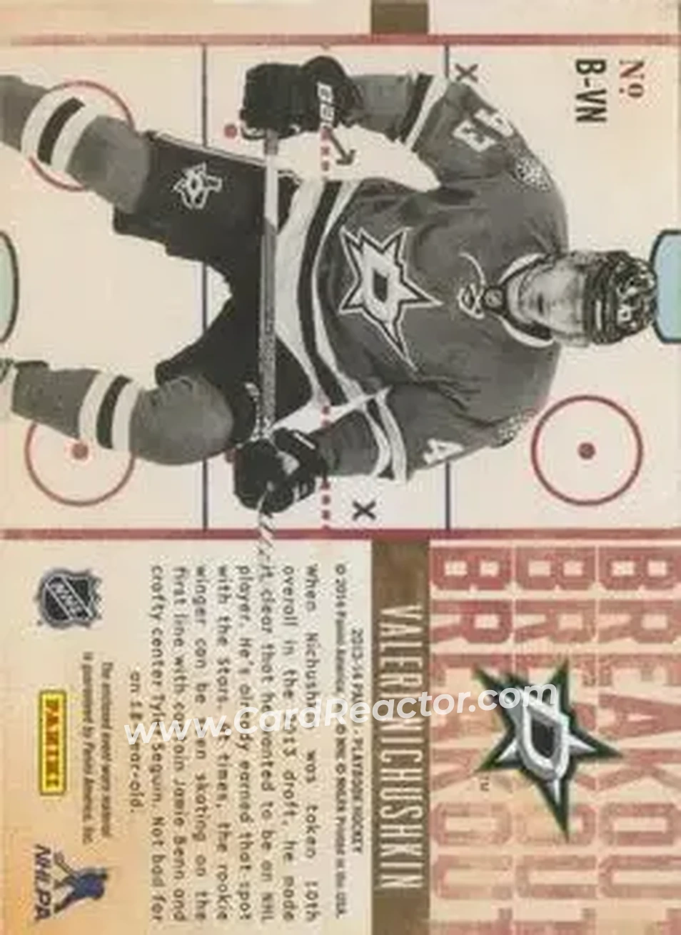 2013-14 Panini Playbook - Breakout #B-VN - Valeri Nichushkin - Dallas Stars - Back