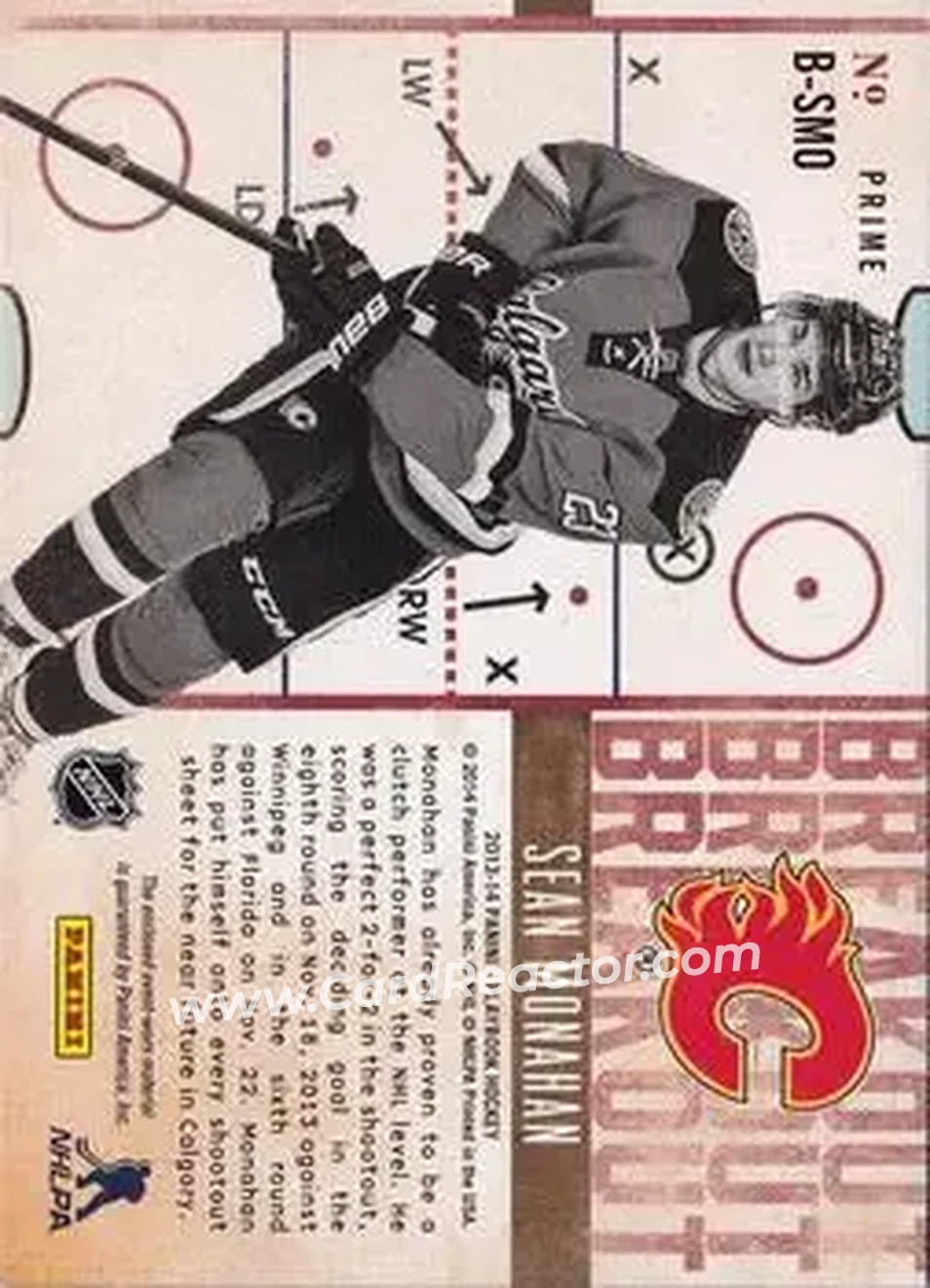 2013-14 Panini Playbook - Breakout Prime #B-SMO - Sean Monahan - Calgary Flames - Back