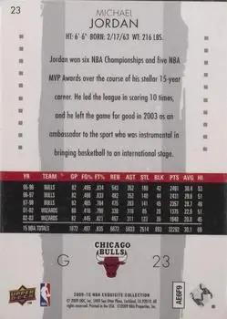2009-10 Upper Deck Exquisite Collection #23 - Michael Jordan - Chicago Bulls - Back