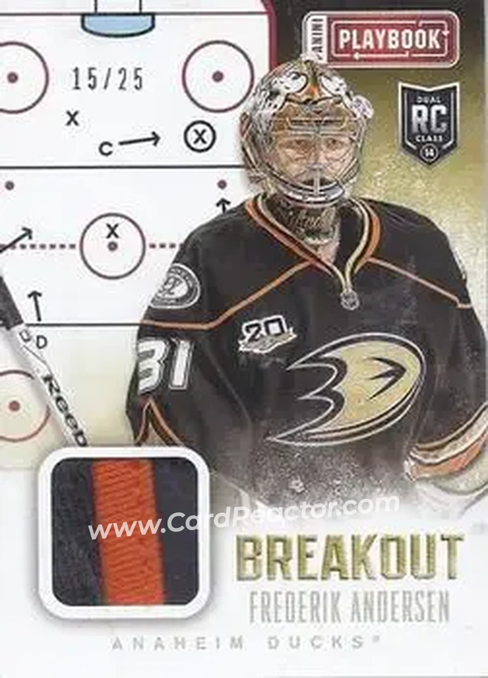 2013-14 Panini Playbook - Breakout Prime #B-FA - Frederik Andersen - Anaheim Ducks - Front 2013-14 Panini Playbook - Breakout Prime #B-FA - Frederik Andersen - Anaheim Ducks - Front