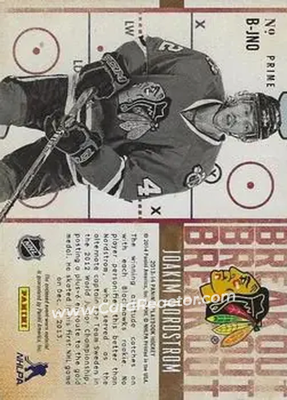 2013-14 Panini Playbook - Breakout Prime #B-JNO - Joakim Nordstrom - Chicago Blackhawks - Back