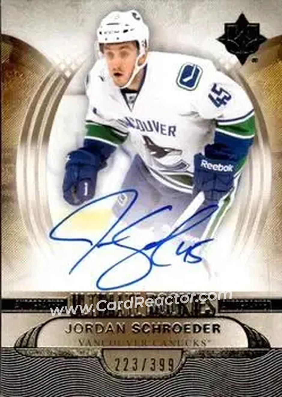 2013-14 Upper Deck Ultimate Collection #133 - Jordan Schroeder - Vancouver Canucks