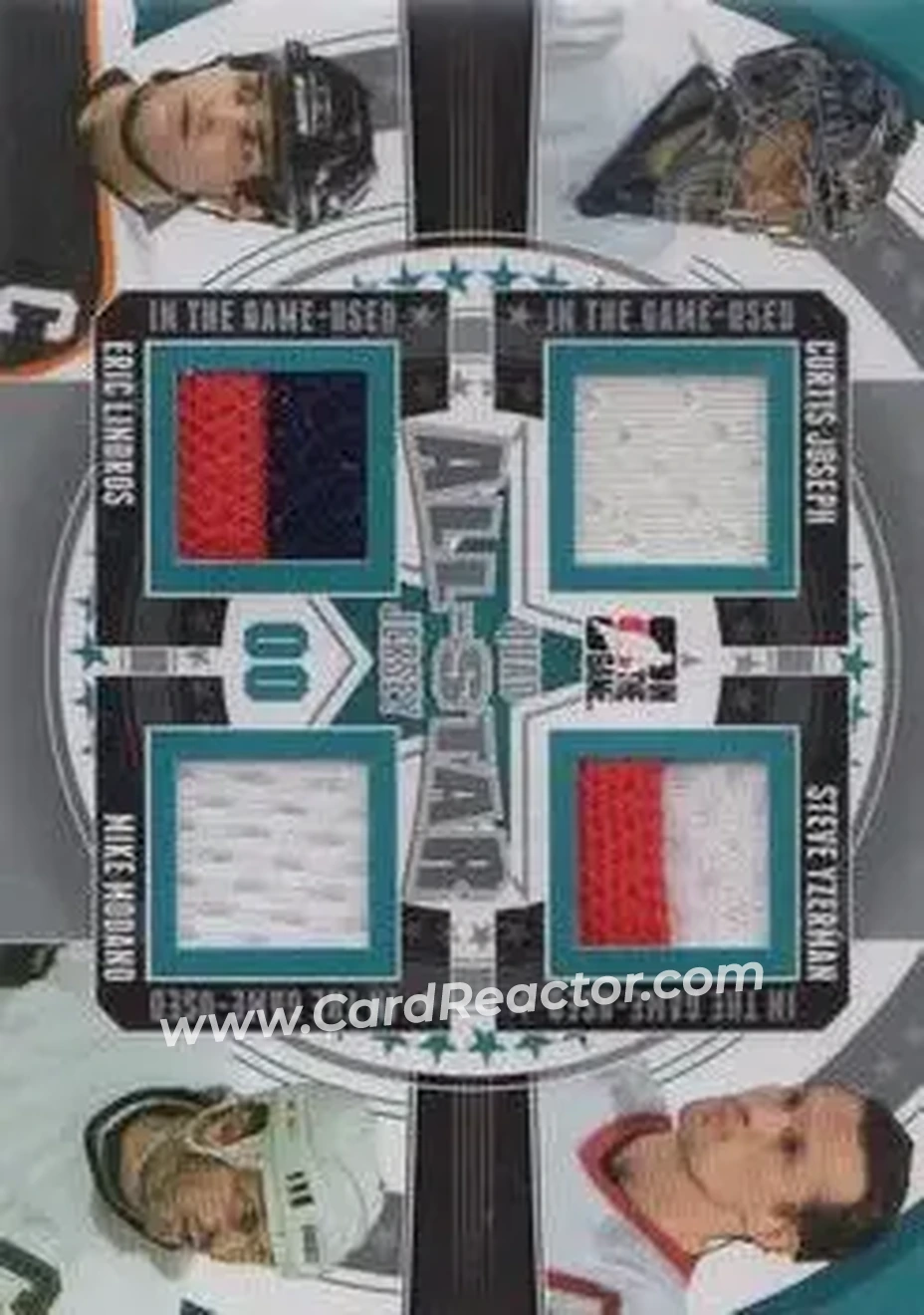 2013-14 In The Game Used - All-Star Jersey Quad Silver Version #ASQJ-08 - Curtis Joseph - Steve Yzerman - Eric Lindros - Mike Modano MEM, PR60 - Toronto Maple Leafs - Detroit Red Wings - Philadelphia Flyers - Dallas Stars - Front