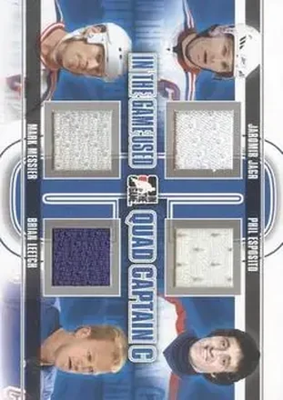 2013-14 In The Game Used - Captain C Quad Jerseys Silver #QCC-07 - Jaromir Jagr - Phil Esposito - Mark Messier - Brian Leetch MEM, PR50 - New York Rangers - New York Rangers
