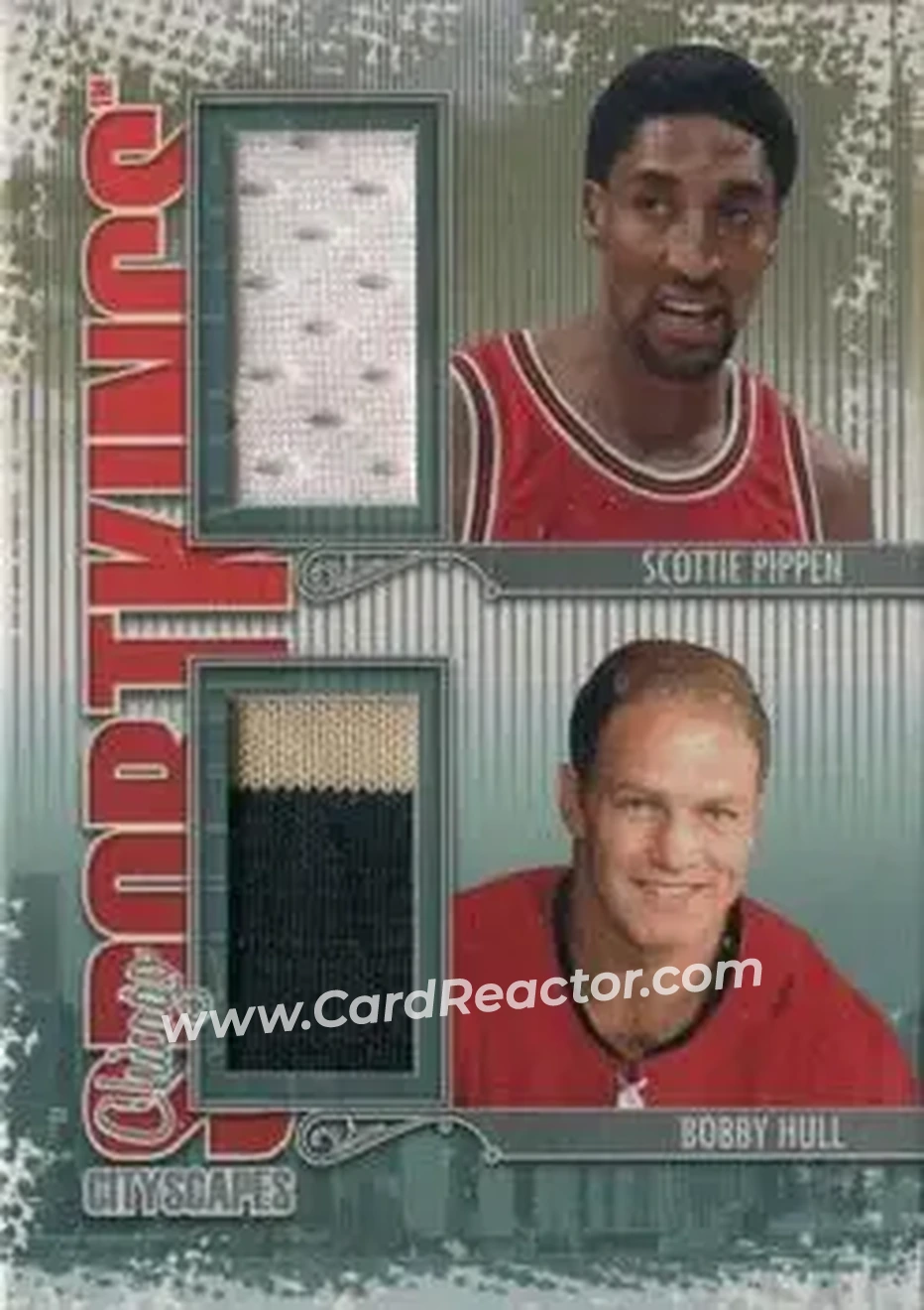 2013 Sportkings Series F - Cityscapes Double Silver #CSD-01 - Scottie Pippen - Bobby Hull MEM, PR40 - Chicago Bulls - Chicago Blackhawks - Front