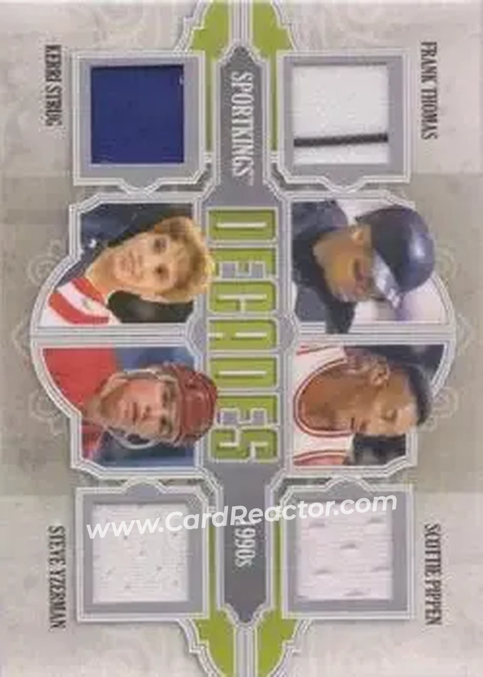 2013 Sportkings Series F - Decades Silver #D-02 - Frank Thomas - Scottie Pippen - Kerri Strug - Steve Yzerman MEM, PR40 - Front