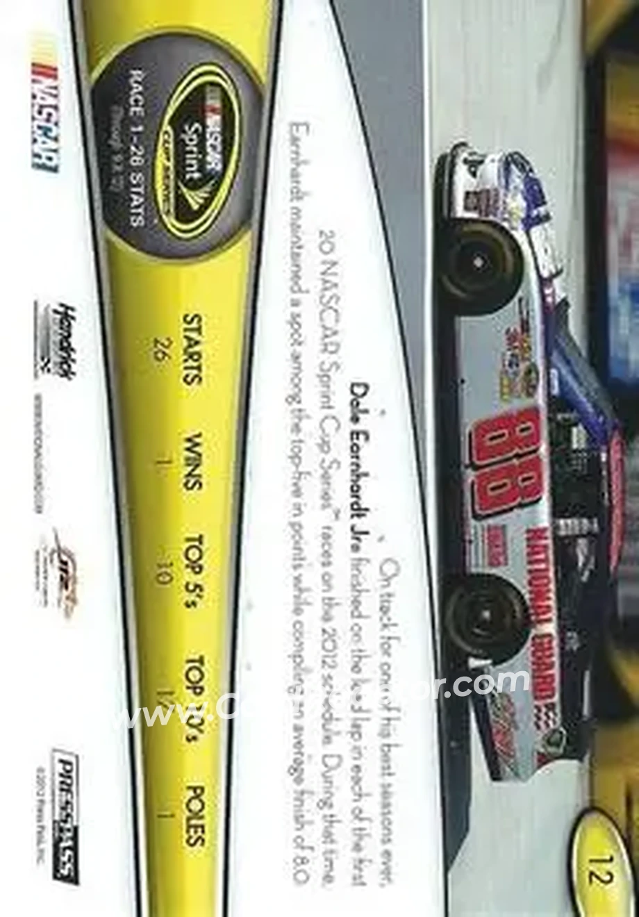 2013 Press Pass #12 - Dale Earnhardt Jr - Hendrick Motorsports - Back