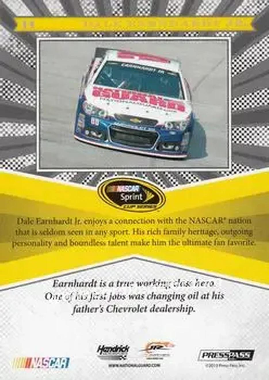 2013 Press Pass Fanfare #14 - Dale Earnhardt Jr - Hendrick Motorsports - Back