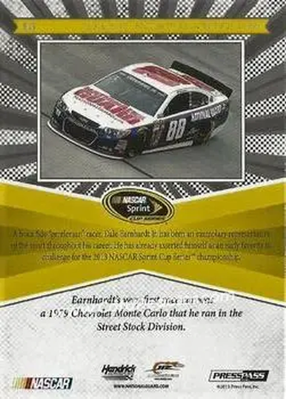 2013 Press Pass Fanfare #15 - Dale Earnhardt Jr - Hendrick Motorsports - Back