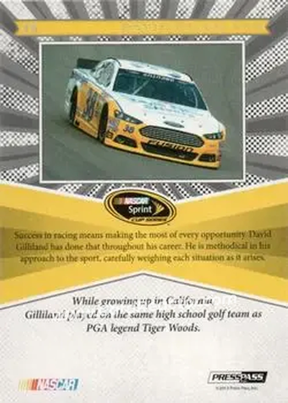 2013 Press Pass Fanfare #18 - David Gilliland - Front Row Motorsports - Back
