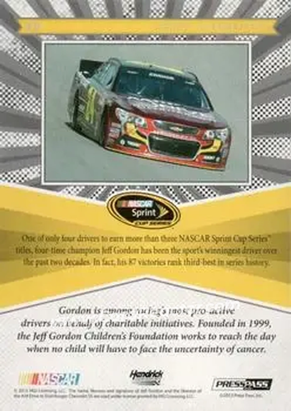 2013 Press Pass Fanfare #19 - Jeff Gordon - Hendrick Motorsports - Back