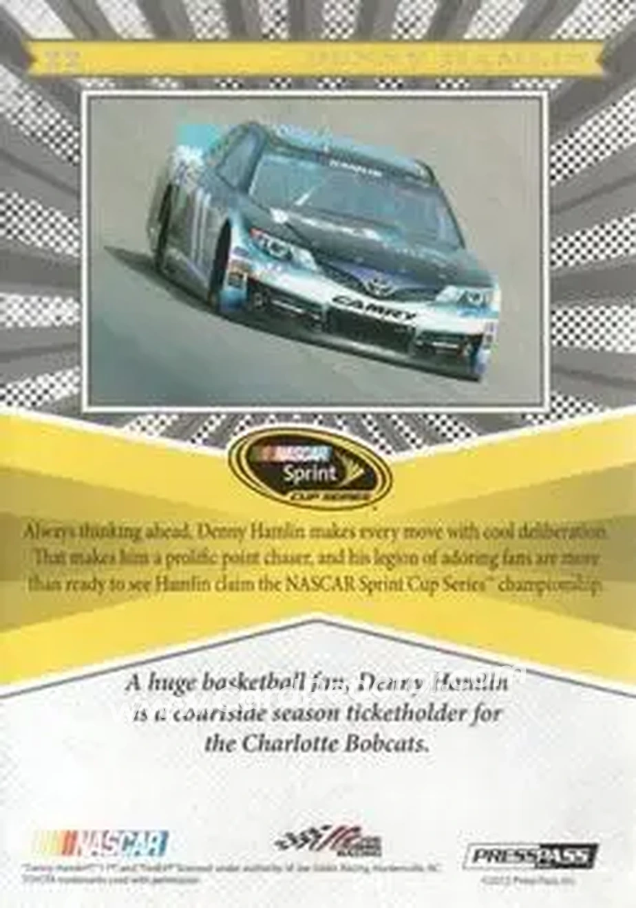 2013 Press Pass Fanfare #22 - Denny Hamlin - Joe Gibbs Racing - Back