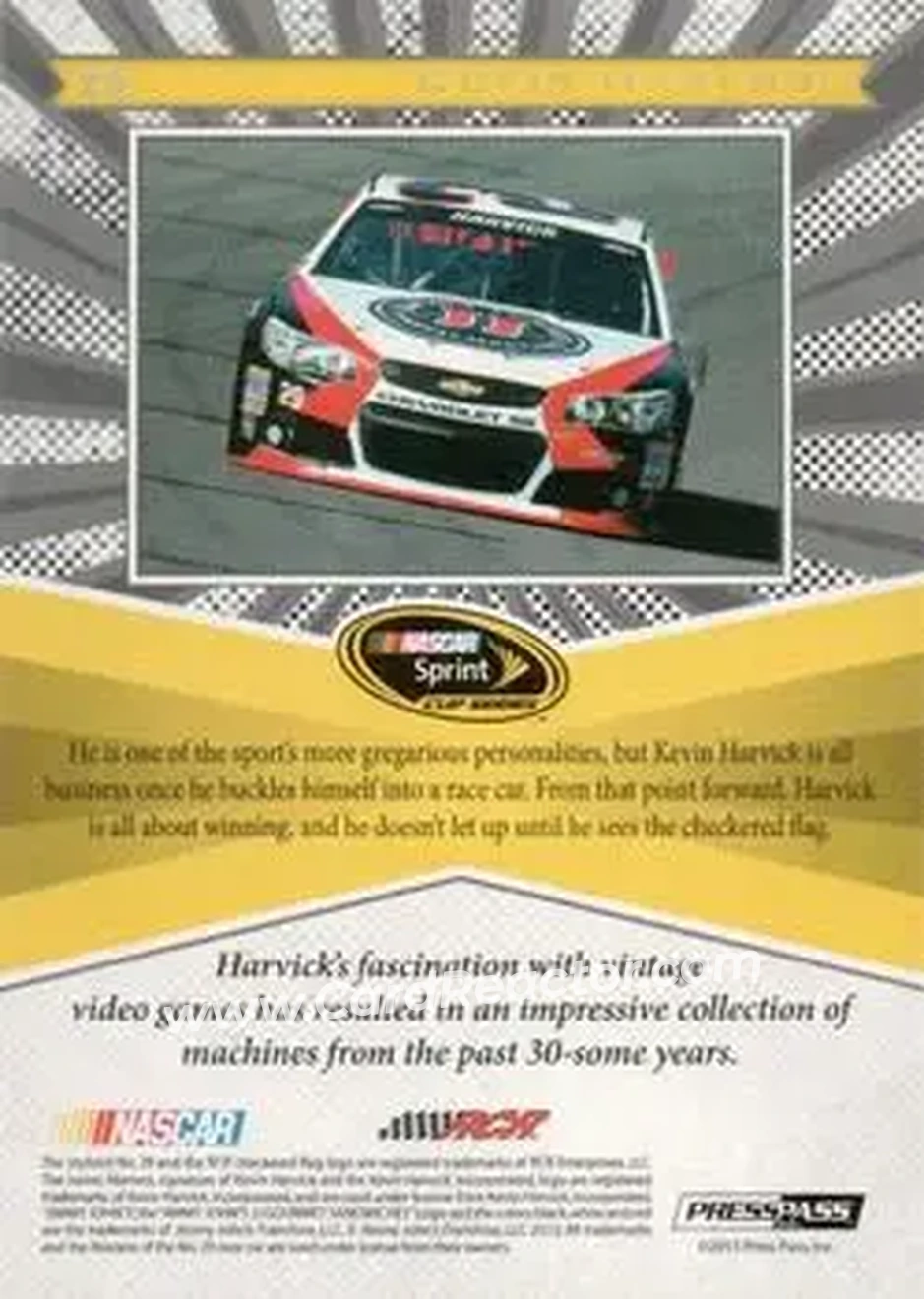 2013 Press Pass Fanfare #23 - Kevin Harvick - Richard Childress Racing - Back
