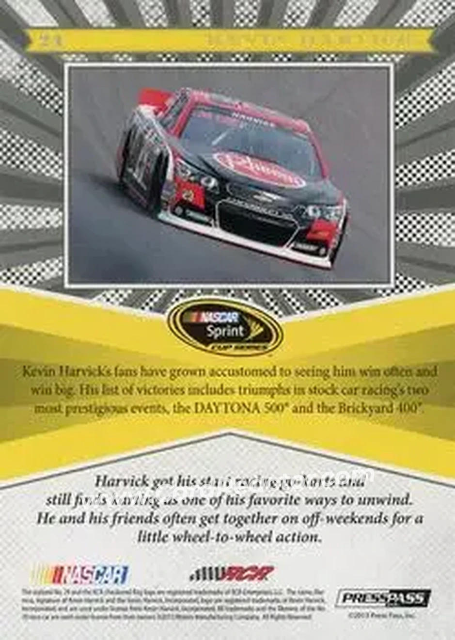 2013 Press Pass Fanfare #24 - Kevin Harvick - Richard Childress Racing - Back