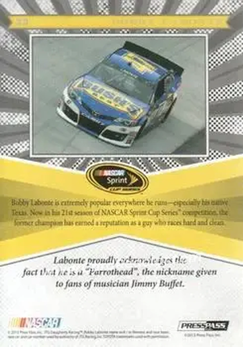 2013 Press Pass Fanfare #33 - Bobby Labonte - JTG Daugherty Racing - Back