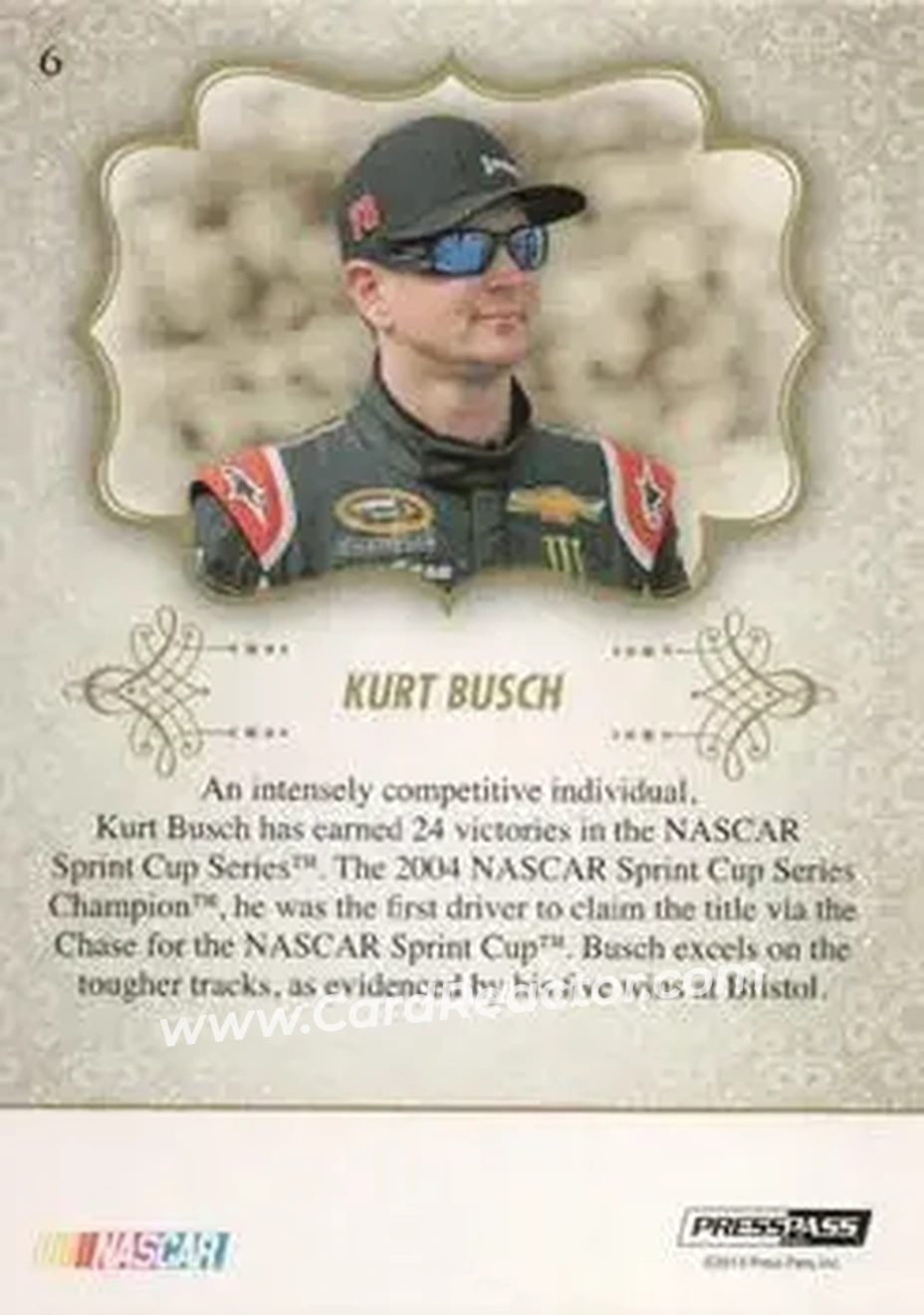 2013 Press Pass Showcase #6 - Kurt Busch - Furniture Row Racing - Back