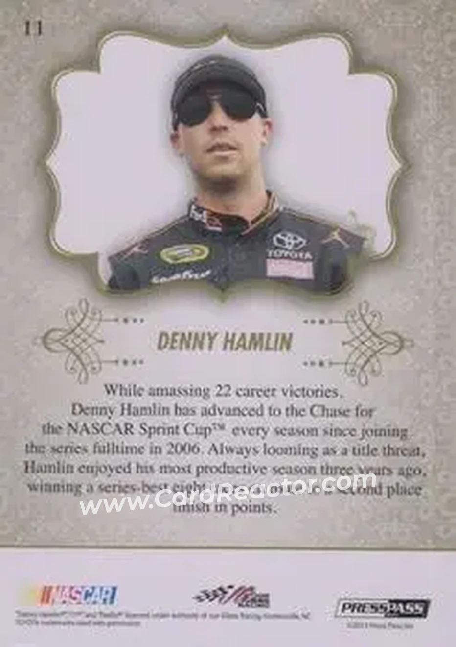 2013 Press Pass Showcase #11 - Denny Hamlin - Joe Gibbs Racing - Back
