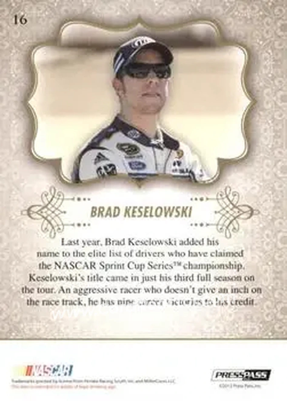 2013 Press Pass Showcase #16 - Brad Keselowski - Penske Racing South - Back