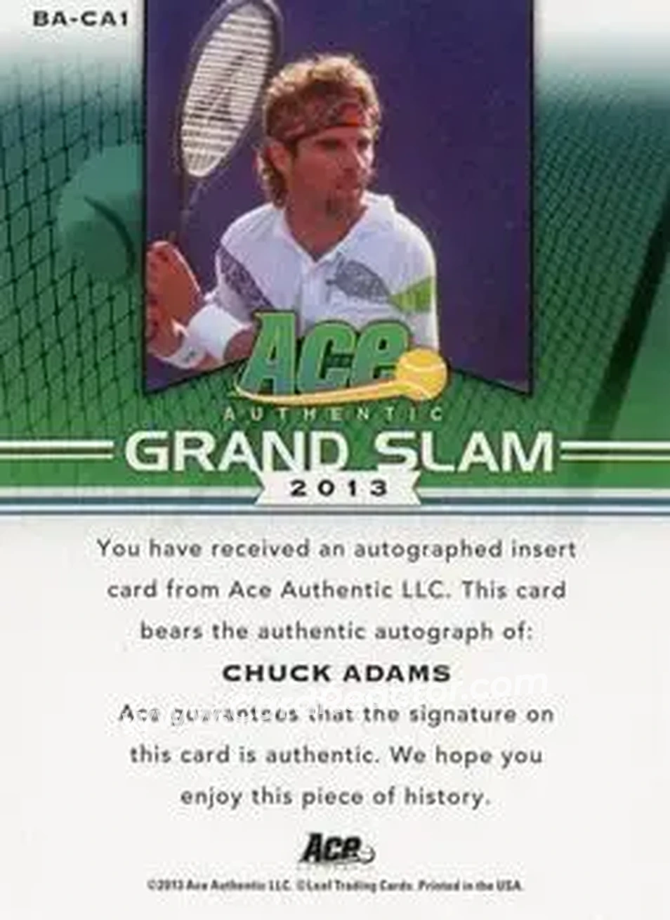 2013 Leaf Ace Authentic Grand Slam #BA-CA1 - Chuck Adams - Back