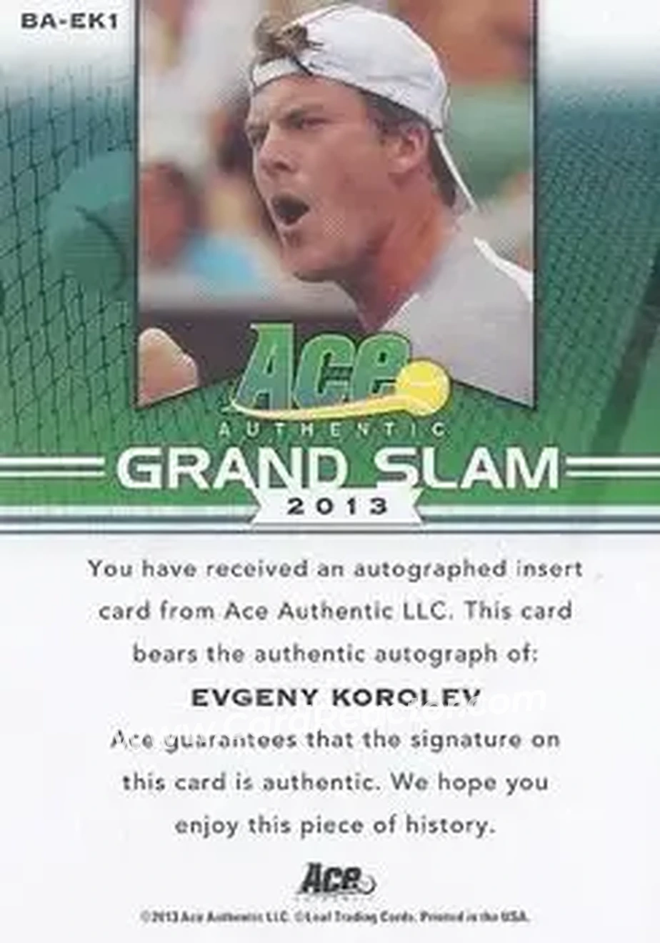 2013 Leaf Ace Authentic Grand Slam #BA-EK1 - Evgeny Korolev - Back 2013 Leaf Ace Authentic Grand Slam #BA-EK1 - Evgeny Korolev - Back
