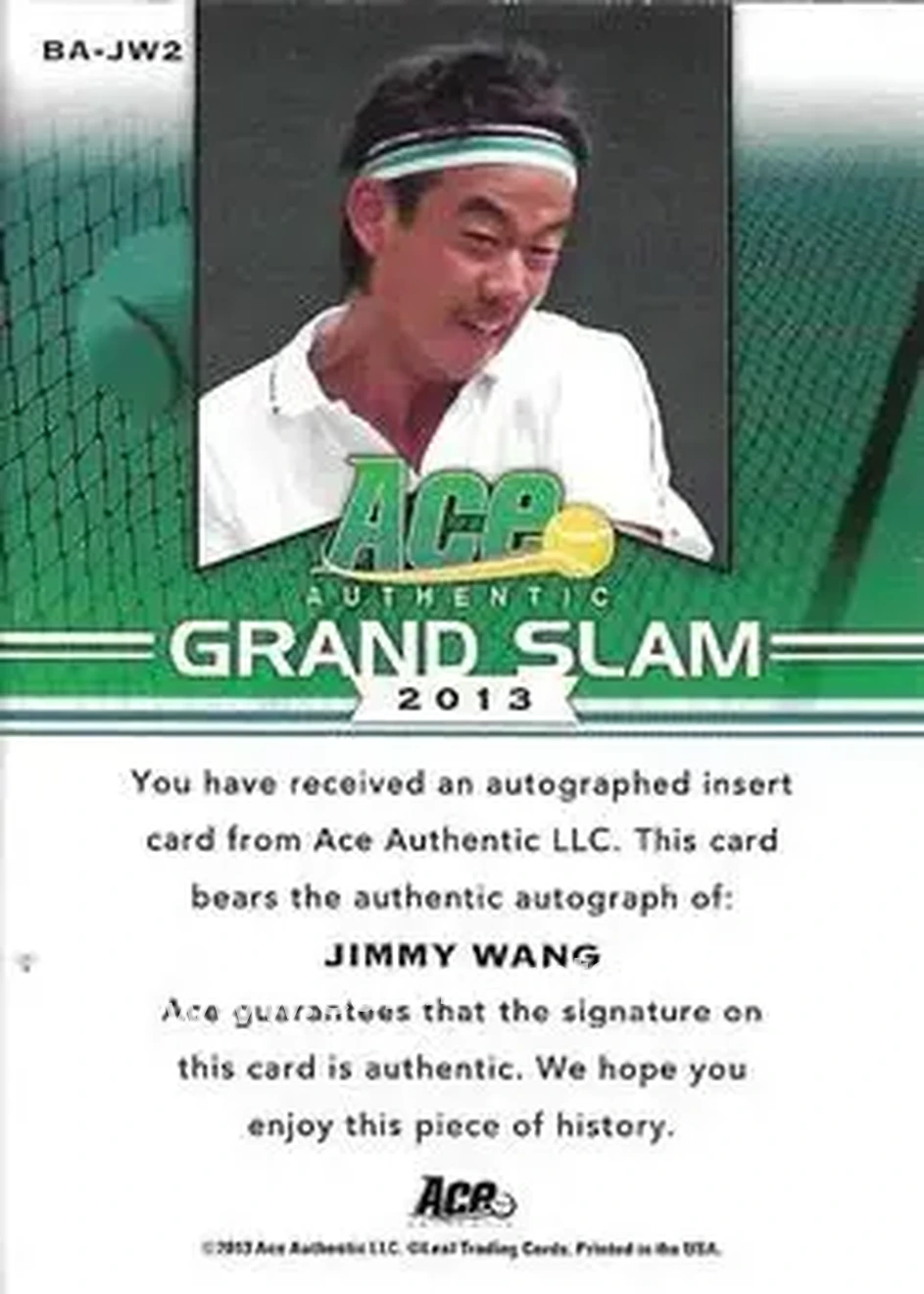 2013 Leaf Ace Authentic Grand Slam #BA-JW2 - Jimmy Wang - Back 2013 Leaf Ace Authentic Grand Slam #BA-JW2 - Jimmy Wang - Back