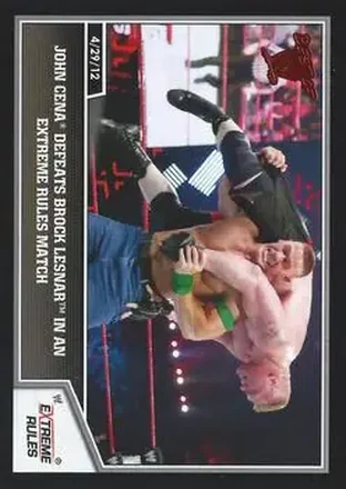 2013 Topps Best of WWE #9 John Cena Defeats Brock Lesnar in an Extreme Rules Match