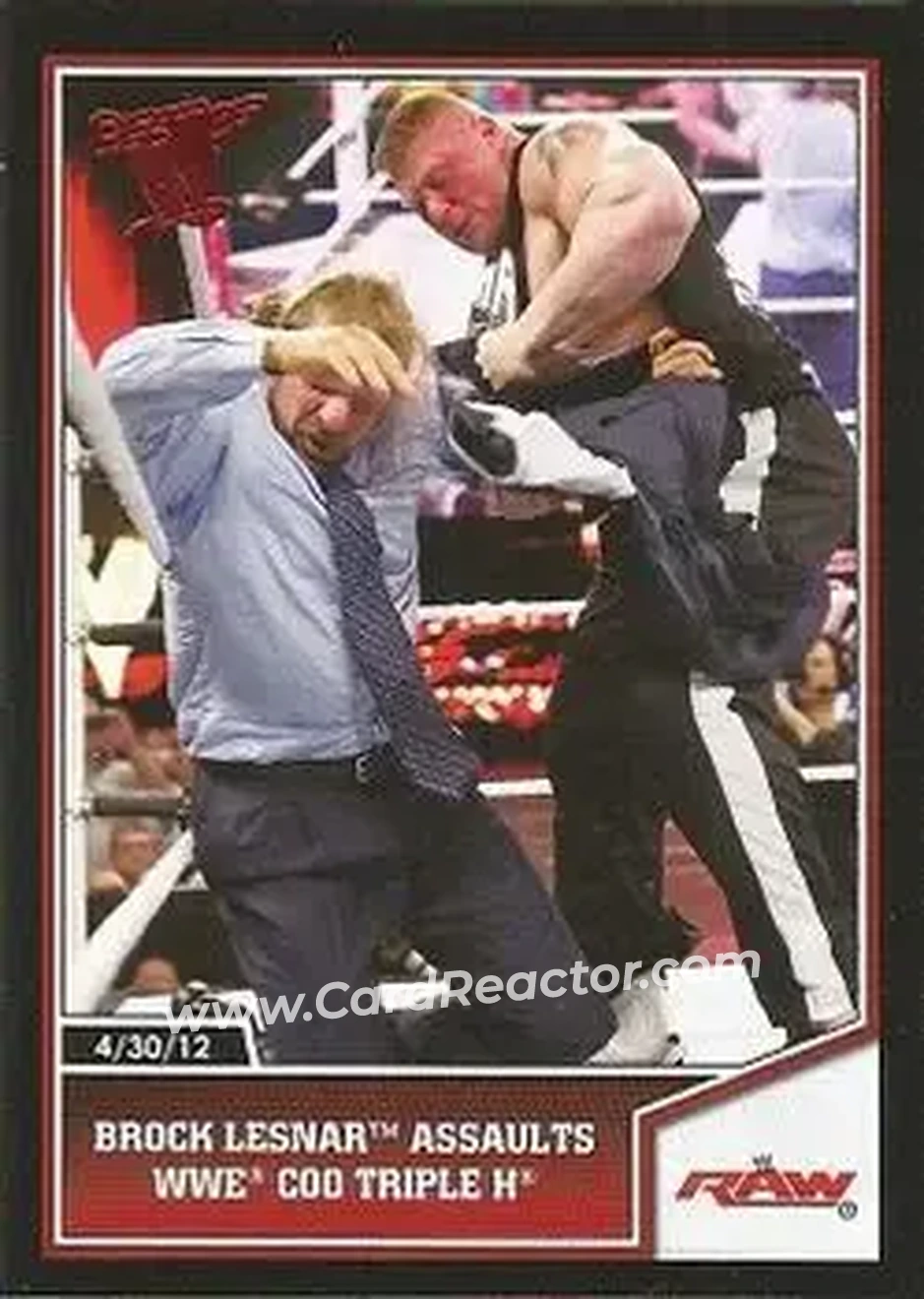 2013 Topps Best of WWE #10 - Brock Lesnar Assaults WWE COO Triple H - Front