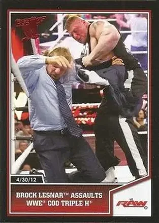 2013 Topps Best of WWE #10 Brock Lesnar Assaults WWE COO Triple H
