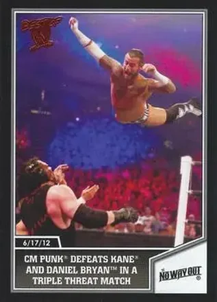 2013 Topps Best of WWE #18 CM Punk Defeats Kane and Daniel Bryan in a Triple Threat Match