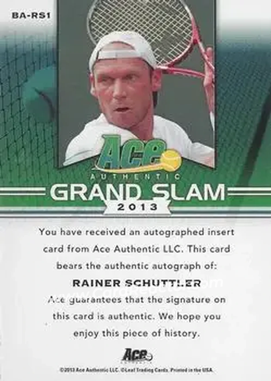2013 Leaf Ace Authentic Grand Slam #BA-RS1 - Rainer Schuttler - Back
